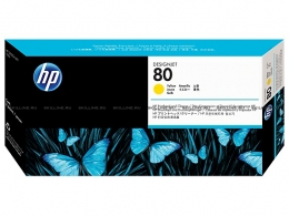 Набор HP 80 Yellow печатающая головка + устройство очистки для Designjet 1050c/c plus/1055cm/cm plus (C4823A). Изображение #1