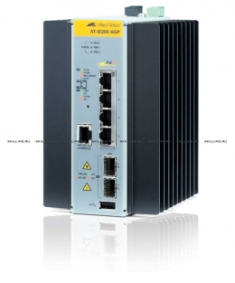 Коммутатор Allied Telesis Managed Industrial switch with 2 x 100/1000 SFP,  4 x 10/100/1000T POE+, no Wifi (AT-IE200-6GP-80). Изображение #1