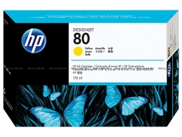 Картридж HP 80 Yellow для Designjet 1050c/c plus/1055cm/cm plus 175-ml (C4873A). Изображение #1