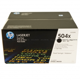Тонер-картридж HP 504X Black Dual Pack для СLJ CM3530/CP3525 (2х10500 стр) (CE250XD). Изображение #1