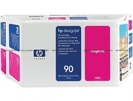 Набор HP 90 Magenta картридж + печатающая головка для Designjet 4000/4000ps/4020/4500/4500ps/4520  400-ml (C5080A). Изображение #1