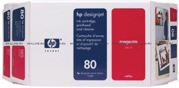 Набор HP 80 Magenta картридж + печатающая головка + устройство очистки для Designjet 1050c/c plus/1055cm/cm plus 350-ml (C4892A). Изображение #1