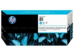 Набор HP 81 Cyan Dye печатающая головка + устройство очистки для Designjet 5000/5000ps/5500/5500ps (C4951A). Изображение #1