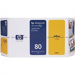 Картридж HP 80 Yellow для Designjet 1050c/c plus/1055cm/cm plus 350-ml (C4848A). Изображение #1
